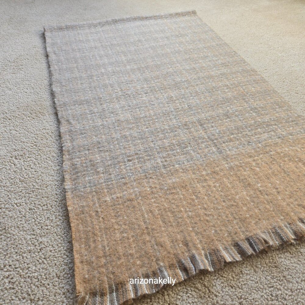 NWOT Wool Tweed Scarf Ralph Lauren Thick Tan - Picture 4 of 16